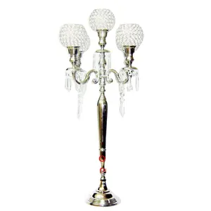 Candelabra 5 Candle With Crystal Beaded Globe For Candle Light Decoration Antique Metal Handmade Candelabra For Sale