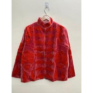 เสื้อแจ็คเก็ตกำมะหยี่ซาตินแบบกลับด้านได้ Ember Garden สีโรสแมดเดอร์ ซับในผ้าลินิน  ตัวเสื้อทำจากหนัง  ทรงสั้นสไตล์โบโฮ สำหรับฤดูใบไม้ผลิและฤดูใบไม้ร่วง - Product Image 2