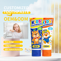 Pâte à dents pour enfants au xylitol sans fluorure personnalisée fraise myrtille gomme à bulles saveur dentifrice en gel pour bébés et enfants