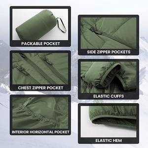 แจ็คเก็ตขนแกะมีฮู้ดสำหรับผู้ชาย, เสื้อโค้ทระบายอากาศกันลมกันน้ำน้ำหนักเบาปกตั้งตั้งได้สำหรับฤดูหนาว - Product Image 5