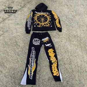 Conjunto de Sudadera con Capucha y Pantalones de Chándal de Invierno 2024 de Última Moda, 400 g/m² de Peso Medio, Estilo Holgado, Lavado Ácido, Teñido Liso, ODM, Casual para Salidas, Personalizado - Product Image 2