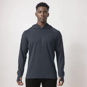 เสื้อฮู้ดกีฬาของผู้ชาย, เสื้อฮู้ดทรงหลวมรูนิ้วโป้งสำหรับวิ่งออกกำลังกายฝึกซ้อมเสื้อแจ็คเก็ตมีฮู้ดแห้งเร็วสำหรับผู้ชาย - Product Image 2