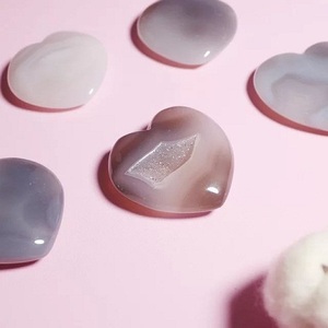 Druzy Agate trái tim mã não gode thủ công tay deocrative đá phong thủy chữa bệnh tinh thể trang trí nhà mục - Product Image 3