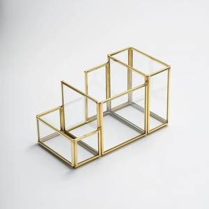 อุปกรณ์จัดระเบียบกระจกทองเหลืองหรูหรากล่องเก็บแปรงแต่งหน้าและอุปกรณ์เสริมอื่นๆ - Product Image 1