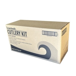 Ensemble de couverts jetables 3 pièces Boardwalk BWK3KITBLPP, poids moyen, polypropylène noir, fourchette/couteau/cuillère, 250/carton - Product Image 4