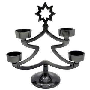 Soporte de vela de Adviento de aluminio decorativo de Metal, candelabro en forma de árbol de níquel negro X Mas para decoración navideña y del hogar - Product Image 1