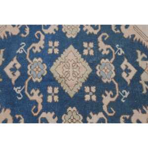 Alfombra Turca Vintage, Alfombra Grande de 6.9x10 pies, Alfombra Azul y Blanca con Diseño Ombré - Product Image 5