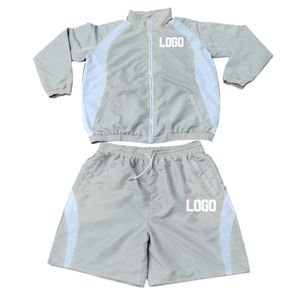 Men's Contrast Color Windbreaker and Shorts Set Zip Front Hooded Athletic Outfit for Outdoor Activities - Product Image 2