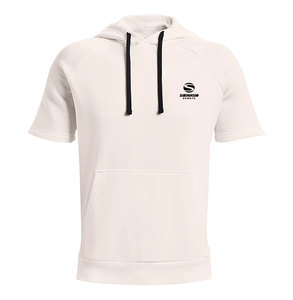 Sweats à capuche de gymnastique à manches courtes en gros décontracté ample été couleur unie haut musculation demi manches coupe serrée à capuche - Product Image 6