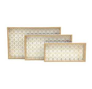 Artisan <b>Crafted</b> <b>Wooden</b> Enamel Printed Tray Set Glossy Gold Foil Surface <b>for</b> Luxury Presentation of Tea, Coffee, and Snacks - Product Image 5