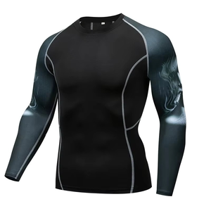 <b>Men</b> Long Sleeve <b>Compression</b> Rash Guard UV Protection Swim Shirt <b>for</b> BJJ No Gi Surfing Swimming Gym Training Quick Dry Rash <b>Vest</b> - Product Image 1