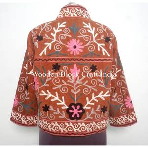 vintage Custom Made Embroidered cotrise Jackets with Cotton Filled Artisan Craftsmanship Windproof Multi Coloured jacket - Product Image 5