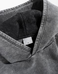 Sudadera con capucha personalizada de algodón 100% de gran tamaño lavada con ácido para hombre - Product Image 5