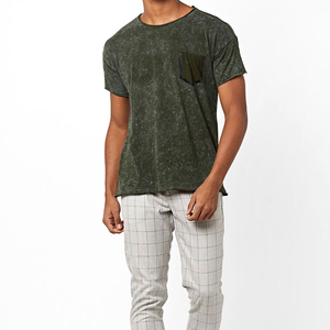 Precio al por mayor de alta calidad hombres ácido lavado camiseta High Street estilo Hip Hop logotipo personalizado de gran tamaño hombres ácido lavado camiseta - Product Image 4