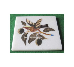 Panneau mural incrustation de décoration intérieure produit de travail fait à la main forme d'oiseau panneau mural incrusté de marbre blanc pour la décoration de festivals - Product Image 1
