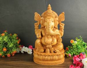 Antigüedades Nirmala, Estatua de Ganesha de Madera Hecha a Mano, Figura del Dios Indio Ganpati para Decoración del Hogar y Mesa, Origen Rajasthan - Product Image 5