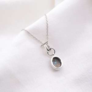 Pendentif en turquoise cuivre bleu, argent sterling 925, chaîne à fermoir en T, fait à la main, pierre de naissance de décembre, cadeau pour femme - Product Image 4