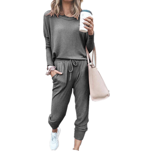 Derniers modèles de survêtements 2 pièces pour femmes meilleurs ventes ensemble de survêtements ajustés en coton pour jogging et femmes - Product Image 2