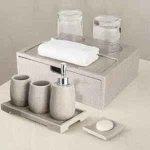 ชุดอุปกรณ์ห้องน้ำเรซิ่นทำมือสุดหรู พร้อมชุดอุปกรณ์ห้องน้ำบนเคาน์เตอร์ดีไซน์หรูหรา สำหรับตกแต่งภายในสไตล์โมเดิร์น นำเข้าจากอินเดีย - Product Image 4