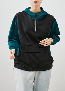 เสื้อฮู้ดผู้หญิงไซส์ใหญ่บุซับใน ผ้าฝ้าย 100% แต่งสีตัดต่อ ทรงหลวม แขนยาว ถักนิต สวมใส่สบายๆ สำหรับฤดูใบไม้ร่วงและฤดูหนาว - Product Image 2