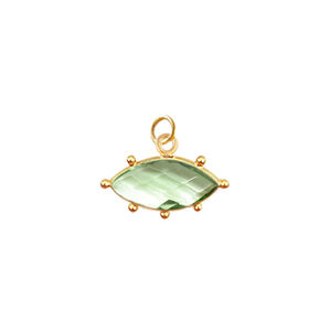 925 Sterling Silver Marquise Faceted Green Amethyst Gemstone DIY Jewelry Making <b>Charm</b> Pendant Gold Vermeil Bezel for Tiny Gift - Product Image 1