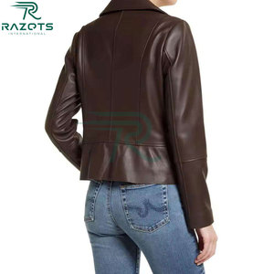 Razorts International Women Genuine Sheepskin Leather Jacket Zipper Closure Winter Outerwear Regular Fit Full Sleeve - Product Image 2