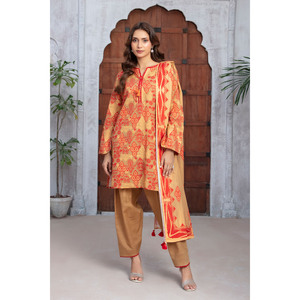 Ensemble 3 pièces WNS-52039 en coton Khaddar imprimé, Salwar Kameez pakistanais pour les festivals avec Dupatta, tenue festive indienne - Product Image 4