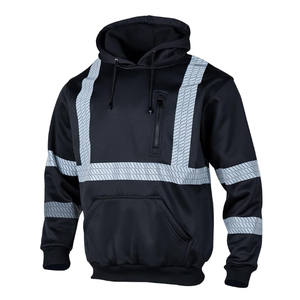 Sweat à capuche de sécurité en polyester de qualité supérieure Veste de construction haute visibilité avec fermeture à glissière réfléchissante Logo personnalisable - Product Image 2