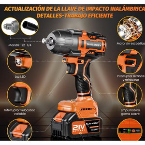 Clé à chocs sans fil 2-en-1, couple de 520 Nm, avec 2 batteries, perceuse à percussion électrique sans balais, pour réparation - Product Image 2