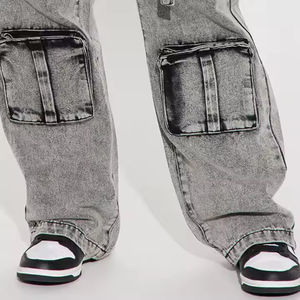 Pantalones Vaqueros Cargo Casuales de Moda, Estilo Boyfriend, Pierna Ancha, Comprar Jeans de Mezclilla para Mujer, Pantalones para Verano, Pantalones para Mujer y Hombre Lavados - Product Image 4