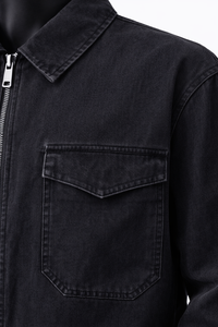 Veste en jean noire délavée pour homme de qualité supérieure, fermeture éclair, style décontracté, fabrication OEM, vente en gros, veste en jean vintage à vendre - Product Image 6