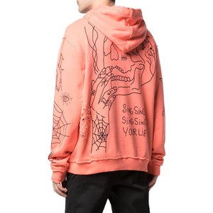 Sweat à capuche Streetwear coton éponge française Logo personnalisé surdimensionné sweats à capuche épaules tombantes sérigraphie sweats à capuche en détresse 2025 - Product Image 2