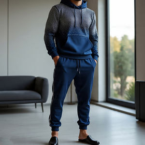 Ropa deportiva Jogging Rhinestone Chándal Casual Hombres Cremallera Capucha y pantalones de chándal Hombres Rhinestone Jogger Conjuntos de dos piezas Chándal - Product Image 1