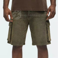 Shorts longs en jean tricoté pour homme, tendance 2025, respirants, légers, taille mi-haute élastique, motif personnalisé, plusieurs poches, été, style hip-hop