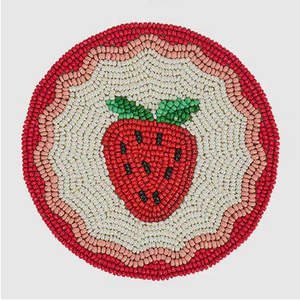 Nouveauté : Sous-verre gravé avec motif de fraise perlée, décoration de table élégante pour mariages, fêtes, usage domestique - Écologique - Product Image 1