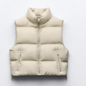 Venta al por mayor de chaleco personalizado OEM sin mangas con cremallera de algodón para las mujeres Puffer chaleco chaqueta para la venta - Product Image 1