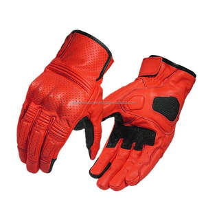 Gants de moto unisexes rétro en cuir de chèvre véritable perforé avec protection des articulations extensibles pour le cyclisme décontracté en extérieur - Product Image 5
