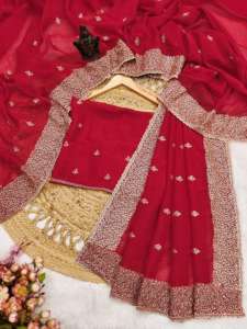 Haute qualité dernière collection Premium doux croquant avec coupe et broderie Saree au taux le plus bas - Product Image 2