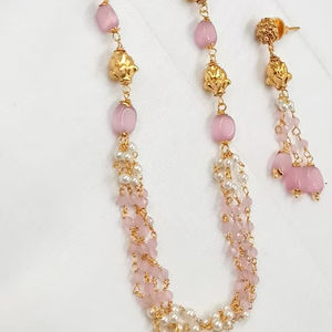 Indian Fancy Traditional Motipearl& Kundan Long Mala Gold Tone Kundan <b>Pearl</b> Long Necklace With Matching Earring Set Women - Product Image 1