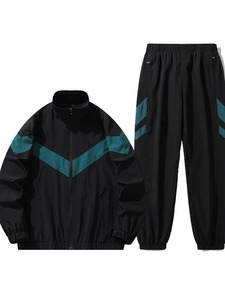 Traje deportivo con cuello levantado de otoño-invierno para hombre para correr, gimnasio, Aire libre, senderismo y pesca: chándal con capucha de lana de bloque de color - Product Image 6