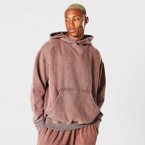 Sweat à capuche pour homme de grande taille de l'usine directe lavage à l'acide brodé couleur unie poids lourd Collection hiver 2025 - Product Image 2