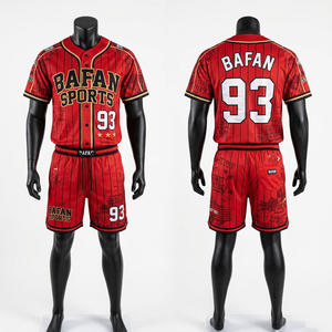 Ensemble maillot et short de baseball en polyester mesh noir et jaune 180 GSM, impression de logo personnalisée pour homme - Product Image 2
