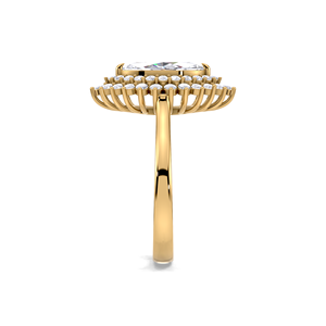 Elegante anillo de compromiso con doble halo de diamantes marquise de 1.51 quilates en oro amarillo, blanco y rosa de 18 quilates. - Product Image 4