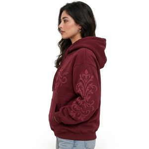 Sweat à capuche pour femme avec impression en relief, détails graphiques dimensionnels et matière douce pour un confort quotidien et un style de vie décontracté - Product Image 4