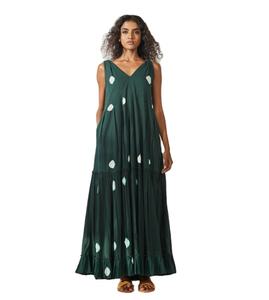 Nuevo verano directo de fábrica elegante mujer moda elegante sin mangas con cuello en V hasta el suelo vestidos estampados con volantes con bolsillo - Product Image 1