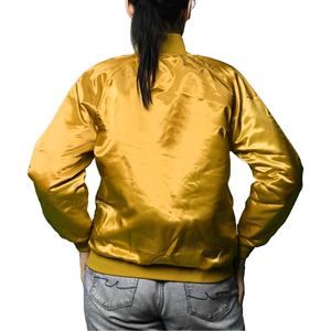 Chaquetas OEM personalizadas para mujer Letterman, parches y etiquetas de logotipos bordados con manchas reales, chaqueta universitaria recortada, chaquetas de satén para mujer - Product Image 6