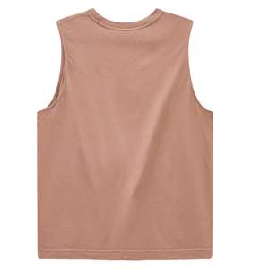 Camiseta sin mangas marrón de corte relajado para hombre, cómoda Camiseta de algodón sin mangas para gimnasio con diseño de logotipo frontal para deporte y estilo diario - Product Image 6