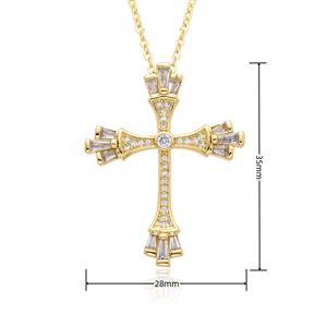Fengyuan fabbrica Custom Hip-hop collana religiosa cristiana Unisex ottone Micro intarsio zircone croce ciondolo argento/placcato oro - Product Image 6