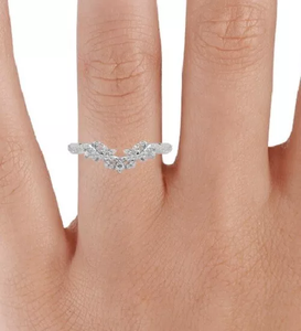 Anillo fino con diseño de Chevron Floral de diamante cultivado en laboratorio de 0,25 CT para mujer, certificado IGI, platino 950 PT950 para boda de compromiso - Product Image 2