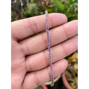 14k <b>Gold</b> Amethyst Tennis Bracelet Fashionable Tennis Bracelets with Amethyst Gemstone - Product Image 1